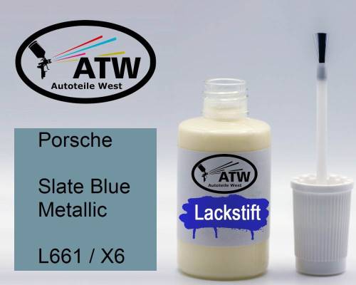 Porsche, Slate Blue Metallic, L661 / X6: 20ml Lackstift, von ATW Autoteile West.